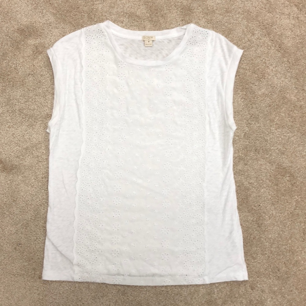 J. Crew Factory white eyelet lace sleeveless top